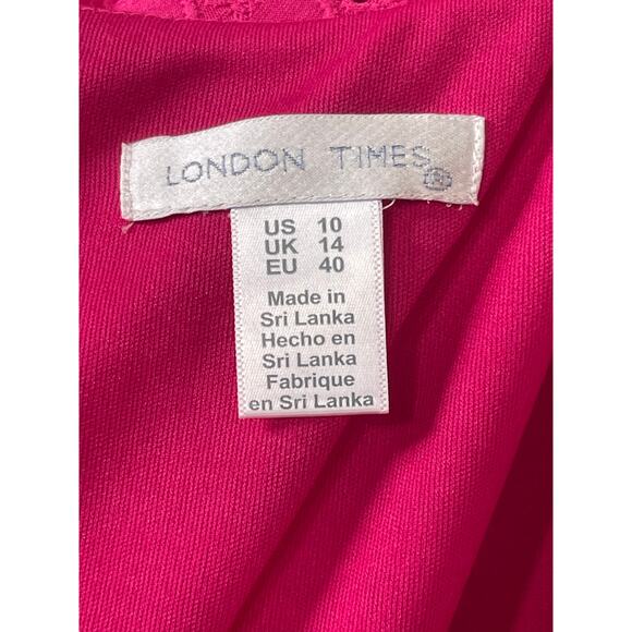 NWT London Times Mockneck Front Side Ruched Midi Dress Size 10 - Picture 11 of 13